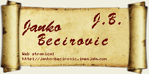 Janko Bećirović vizit kartica